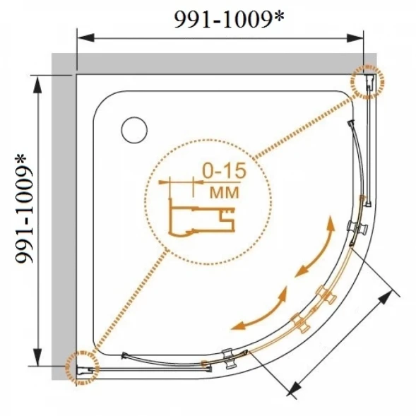Душевой уголок Cezares Pratico 100x100 см прозрачное стекло PRATICO-R-2-100-C-Cr
