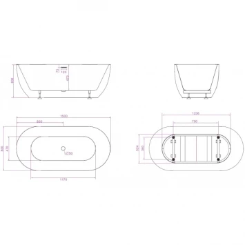 Акриловая ванна BelBagno BB70-1500-800 150x80 см, отдельностоящая, белый