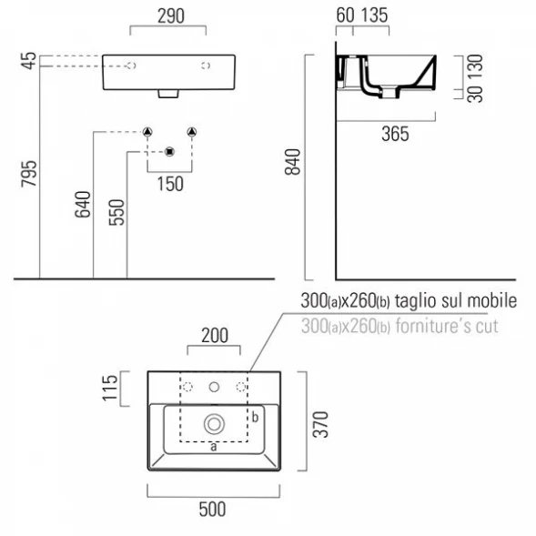 Раковина 50x37 см GSI Kube X 9447111