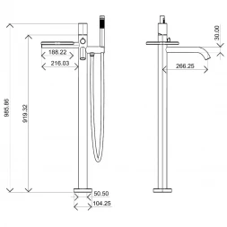 Смеситель напольный для ванны Boheme Stick Linea 129-MG.3 Золото матовый