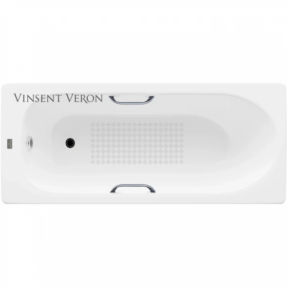Ванна чугунная Vinsent Veron Soissons VCN1707042H/VH0012CH-AS 170x70 см, с ручками, антискользящим покрытием, белый