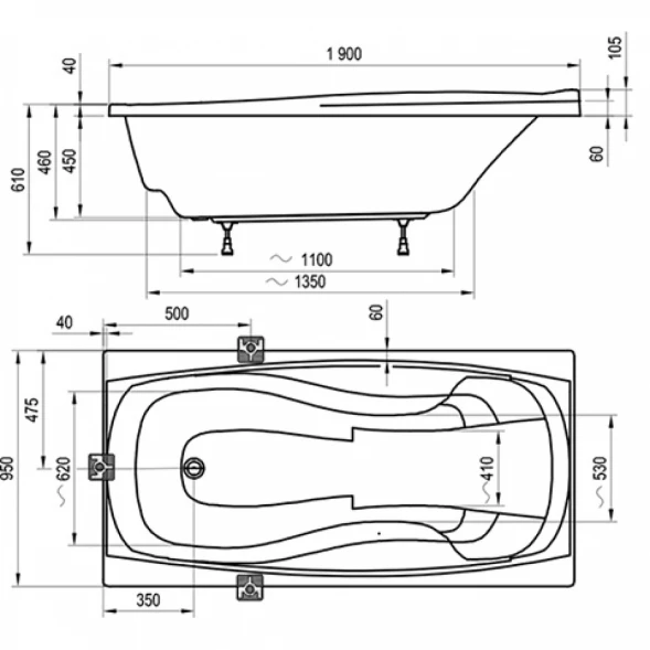 Акриловая ванна 190x95 см Ravak XXL CA91000000