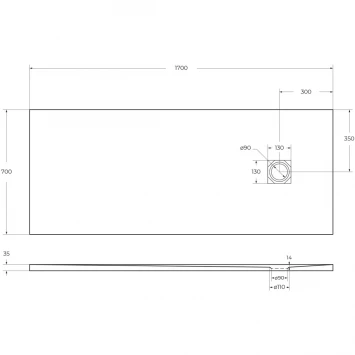Душевой поддон BelBagno Uno TRAY-MR-UNO-AH-170/70-35-W-NO 170x70 см, из литьевого мрамора, прямоугольный, белый