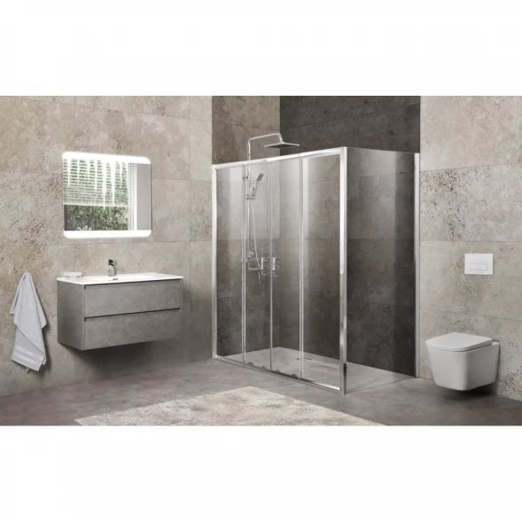Душевой уголок 170-200x80 см BelBagno UNIQUE-AH-21-170/200-80-P-Cr текстурное стекло