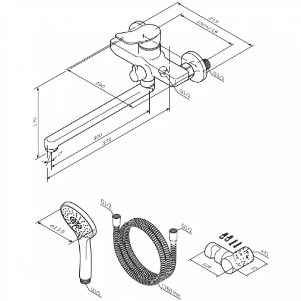 Смеситель для ванны AM.PM X-Joy F85A95000