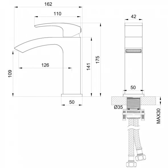 Смеситель для раковины Wonzon &amp; Woghand Fit WW-88139009-MB черный матовый