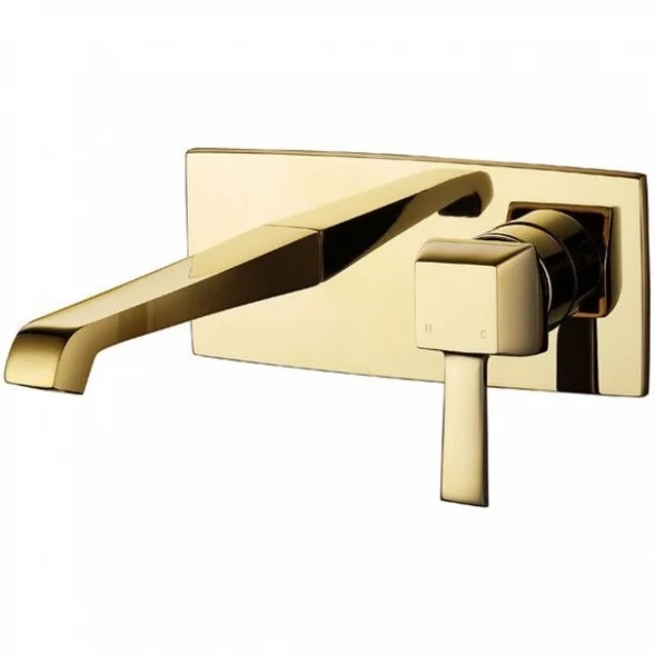 Смеситель для раковины Caprigo Diamante 50-027-oro встраиваемый, без донного клапана, Золото