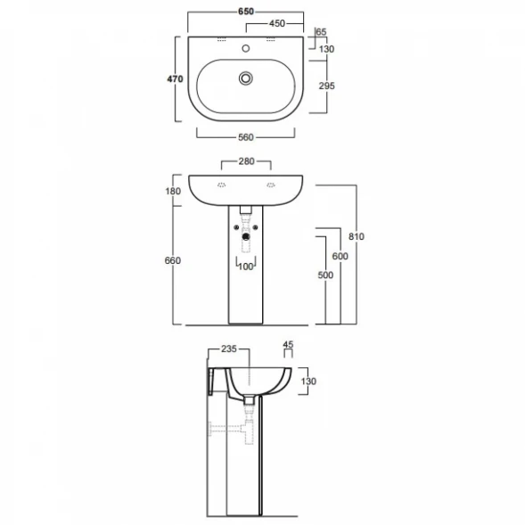 Раковина 65x47 см Simas E-Line EL05bi*1