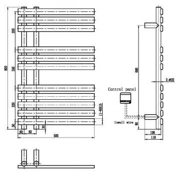Полотенцесушитель электрический Boheme Venturo 723-CB 800x500, медь матовая
