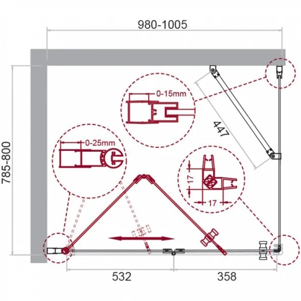 Душевой уголок 100x80 см BelBagno Albano ALBANO-ASH-1-100/80-C-Cr прозрачное