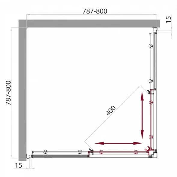 Душевой уголок BelBagno Uno 80x80 см прозрачное стекло UNO-A-2-80-C-Cr