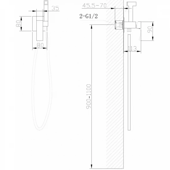 Гигиенический душ Abber Wasserfall AF8625G со смесителем, Золото матовый
