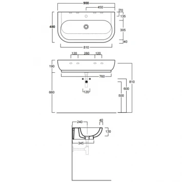 Раковина 90x48 см Simas E-Line EL11bi*0