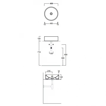 Раковина чаша 43x43 см Simas Flow FL10bi