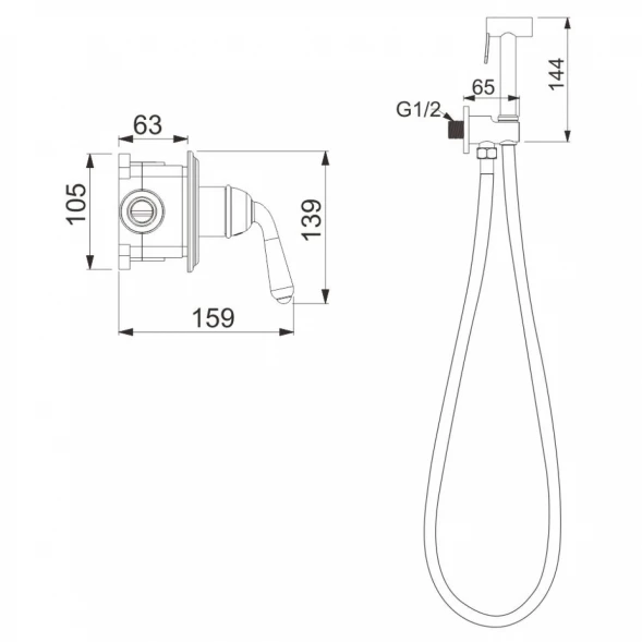 Гигиенический душ Rose R0205Q со смесителем, бронза