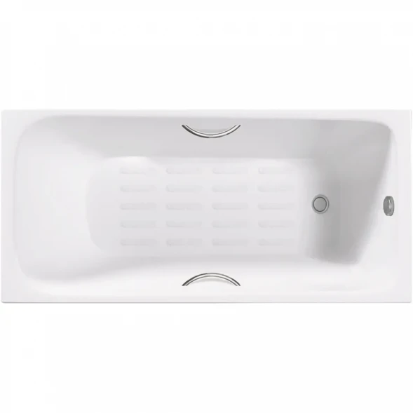 Ванна чугунная Delice Continental Plus DLR230642R-AS 100x70 см, с отверстиями под ручки, антискользящим покрытием, белый