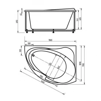 Акриловая ванна 158x119 см правая Aquatek Альтаир ALT160-0000008