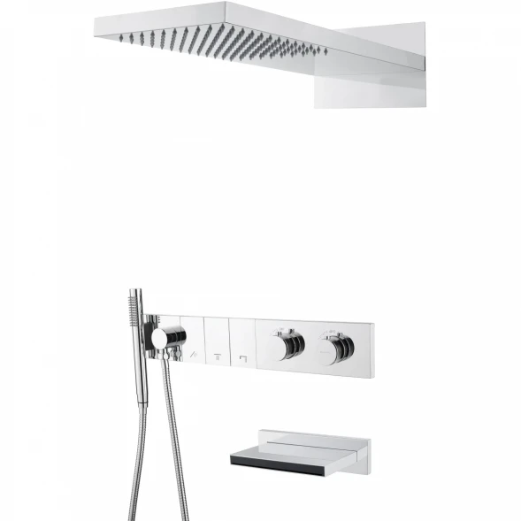 Душевой комплект Boheme Zodiac 133-2-CR 230 мм, с термостатом, хром