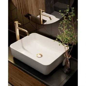 Смеситель для раковины AQUAme Siena AQM6214BG без донного клапана, Золото матовый