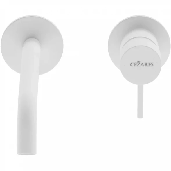 Смеситель для раковины Cezares Leaf LEAF-BLI2-L-BIO CoolStart, встраиваемый, с донным клапаном, белый матовый