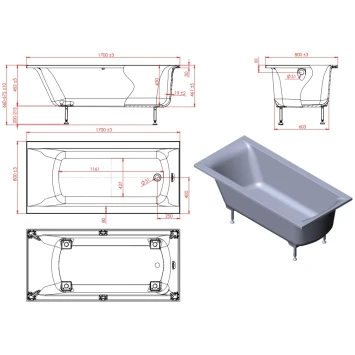 Ванна из литьевого мрамора Astra-Form Нью-Форм Solid Surface 01010061 170x80 см, белый матовый