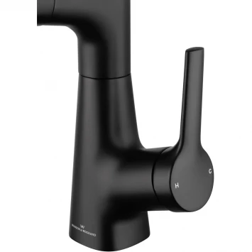 Смеситель для раковины Wonzon &amp; Woghand WW-121B108-MB с выдвижным изливом, черный матовый