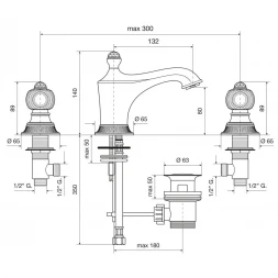 Смеситель для раковины Emmevi The One Cloe 98033SW/OR с донным клапаном, Золото
