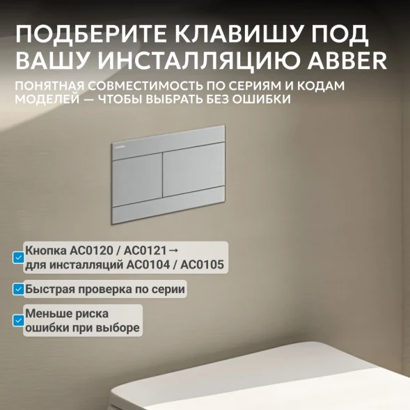 Кнопка смыва Abber AC0127MCH для инсталляции, матовый хром