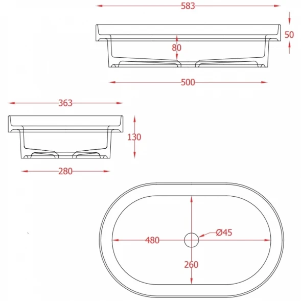 Раковина 58,3x36,3 см Artceram Fuori Scala TFL033 41 00