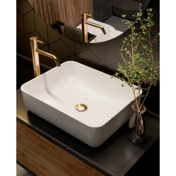 Смеситель для раковины AQUAme Siena AQM6214GG без донного клапана, Золото