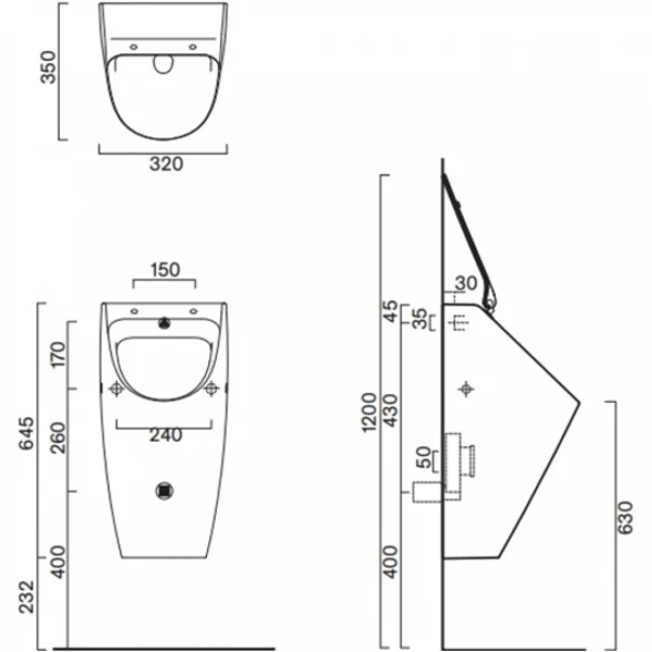 Писсуар Catalano Comfort 0932640001 подвесной, скрытый подвод воды, белый глянец
