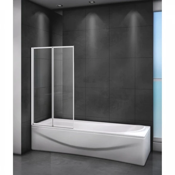 Шторка на ванну Cezares Relax RELAX-V-2-80/140-C-Bi 80 см, профиль белый глянец, стекло прозрачное