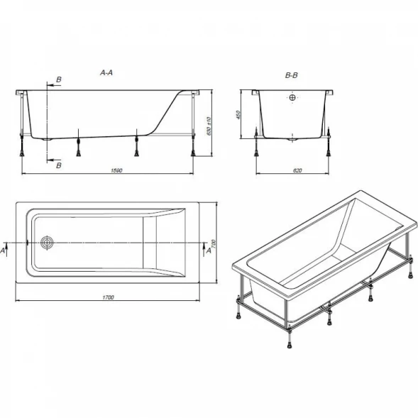 Акриловая ванна 170x70 см Roca Easy ZRU9302905