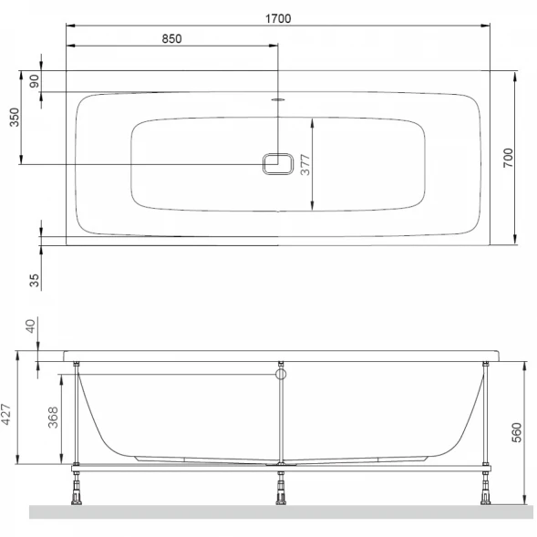 Акриловая ванна 170x70 см Am.Pm Func W84A-170-070W-A