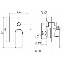 Смеситель для ванны Cezares FURORE-VDIM-01-Cr