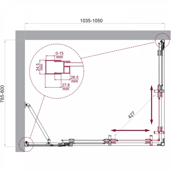 Душевой уголок BelBagno Luce LUCE-AH-21-105/80-C-Cr 105x80 см, профиль хром, стекло прозрачное