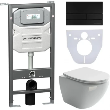 Комплект подвесной унитаз Ceramica Nova Metropol CN4002 + система инсталляции Ceramica Nova Envision Flat CN1002B + CN1000