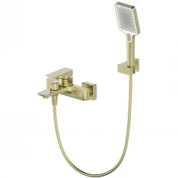 Смеситель для ванны Wonzon &amp; Woghand Edge WW-88639003A-BG с душевым гарнитуром, золотой матовый