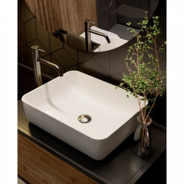 Смеситель для раковины AQUAme Siena AQM6214GM без донного клапана, оружейная сталь