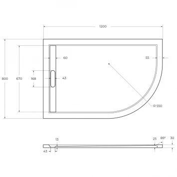 Душевой поддон из литьевого мрамора 120x80 см Cezares TRAY-AS-RH-120/80-30-W-L