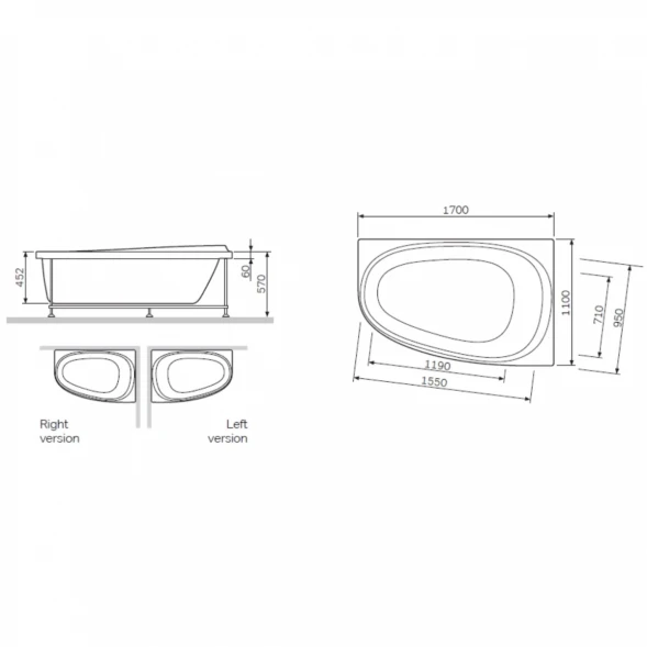 Акриловая ванна 170x110 см L Am.Pm Like W80A-170L110W-A