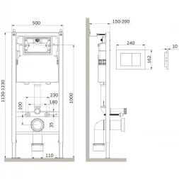 Инсталляция для унитаза Am.Pm PrimeFit S I012709.0238 с кнопкой смыва, черный матовый