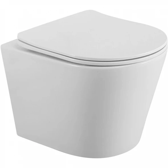 Унитаз подвесной BelBagno Flay-R BB053CHR/SC безободковый, с сиденьем микролифт, белый