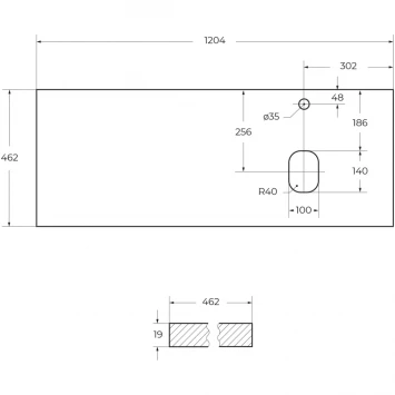 Столешница 120,4 см Bianco Opaco Belbagno Kraft EK-120-AS-BO-R