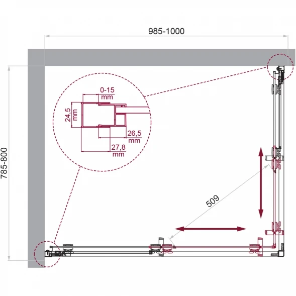 Душевой уголок BelBagno Luce LUCE-AH-2-100/80-C-Cr 100x80 см, профиль хром, стекло прозрачное