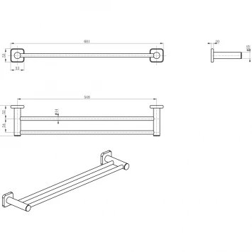 Полотенцедержатель Wonzon & Woghand WW-V1102-CR 60,1 см, двойной, хром