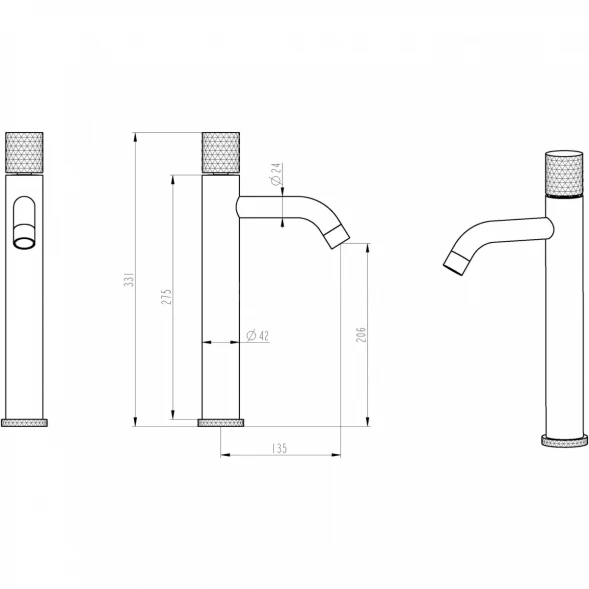 Смеситель для раковины Boheme Stick Touch 122-GCR.2 хром/золотой