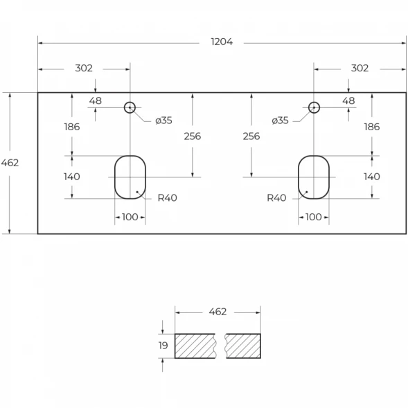 Столешница 120,4 см Bianco Lucido Belbagno Kraft EK-120-2-BO