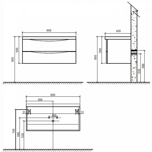Раковина 60x42 см BelBagno Ancona-N EA-600-LVB