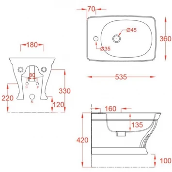 Подвесное биде Artceram Civitas CIB001 03 00